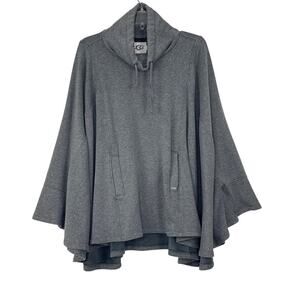 UGG Women's Pichot Poncho Gray Heather Funnel Neck Kangaroo Pocket Lounge XL